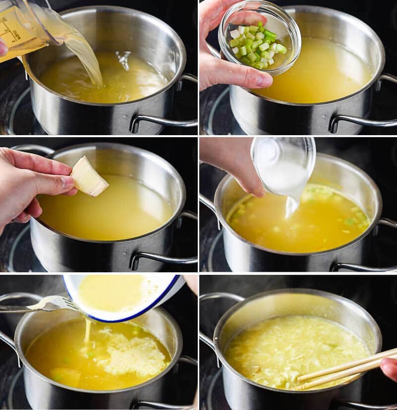 Chinese Egg Drop Soup Cooking Process 