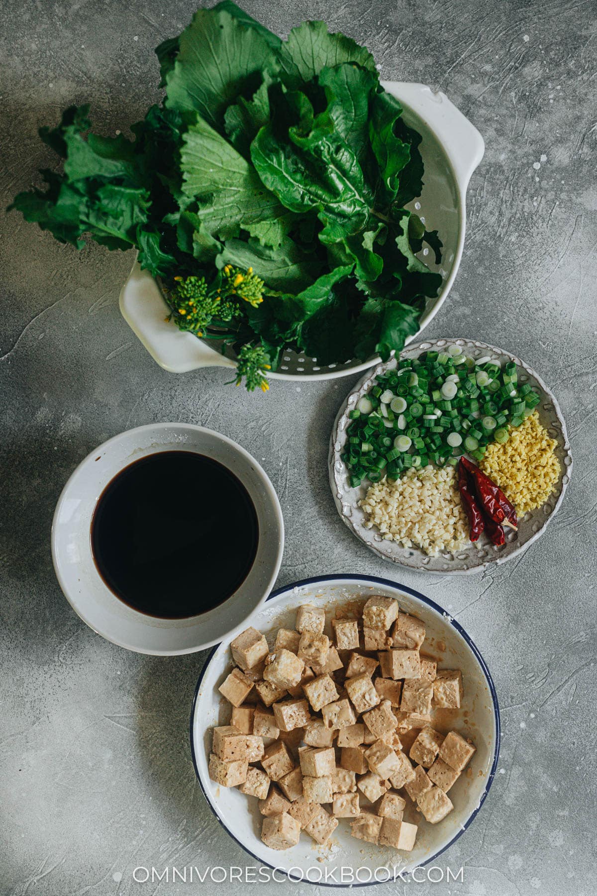 Ingredients for making General Tso Tofu