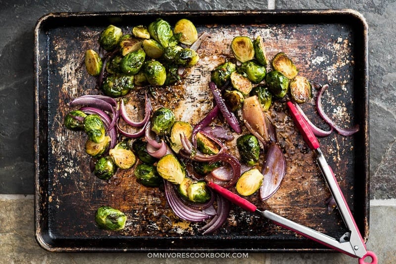 Roasted Kung Pao Brussels Sprouts Cooking Process