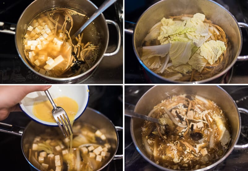 Vegetarian Hot and Sour Soup Cooking Process
