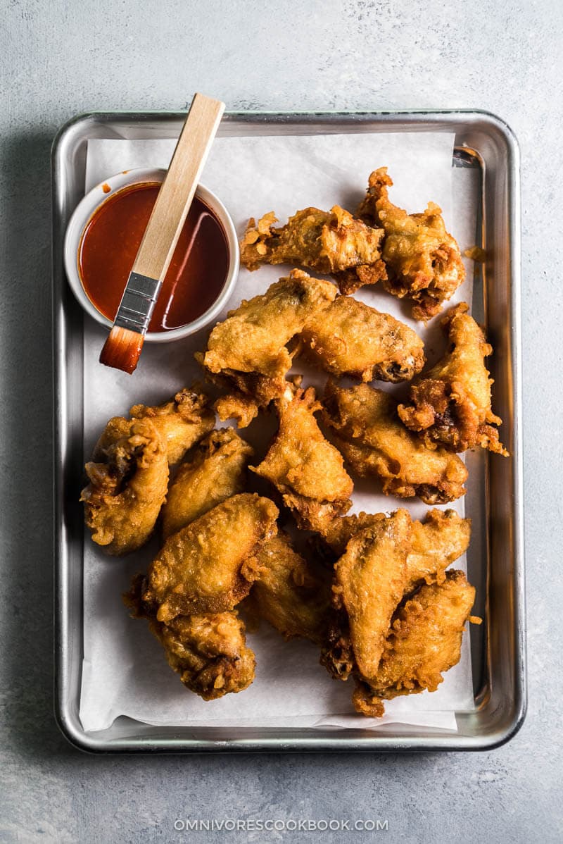 Fried Chicken Wings in Asian Hot Sauce (Crispy Even When Chilled!) | Gluten Free | Game Day | Party | Appetizer