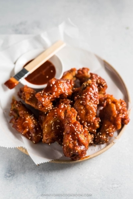 Fried Chicken Wings in Asian Hot Sauce (Crispy Even When Chilled!) | Gluten Free | Game Day | Party | Appetizer
