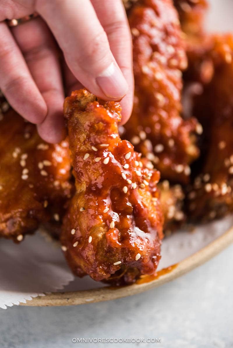 Fried Chicken Wings in Asian Hot Sauce (Crispy Even When Chilled!) | Gluten Free | Game Day | Party | Appetizer