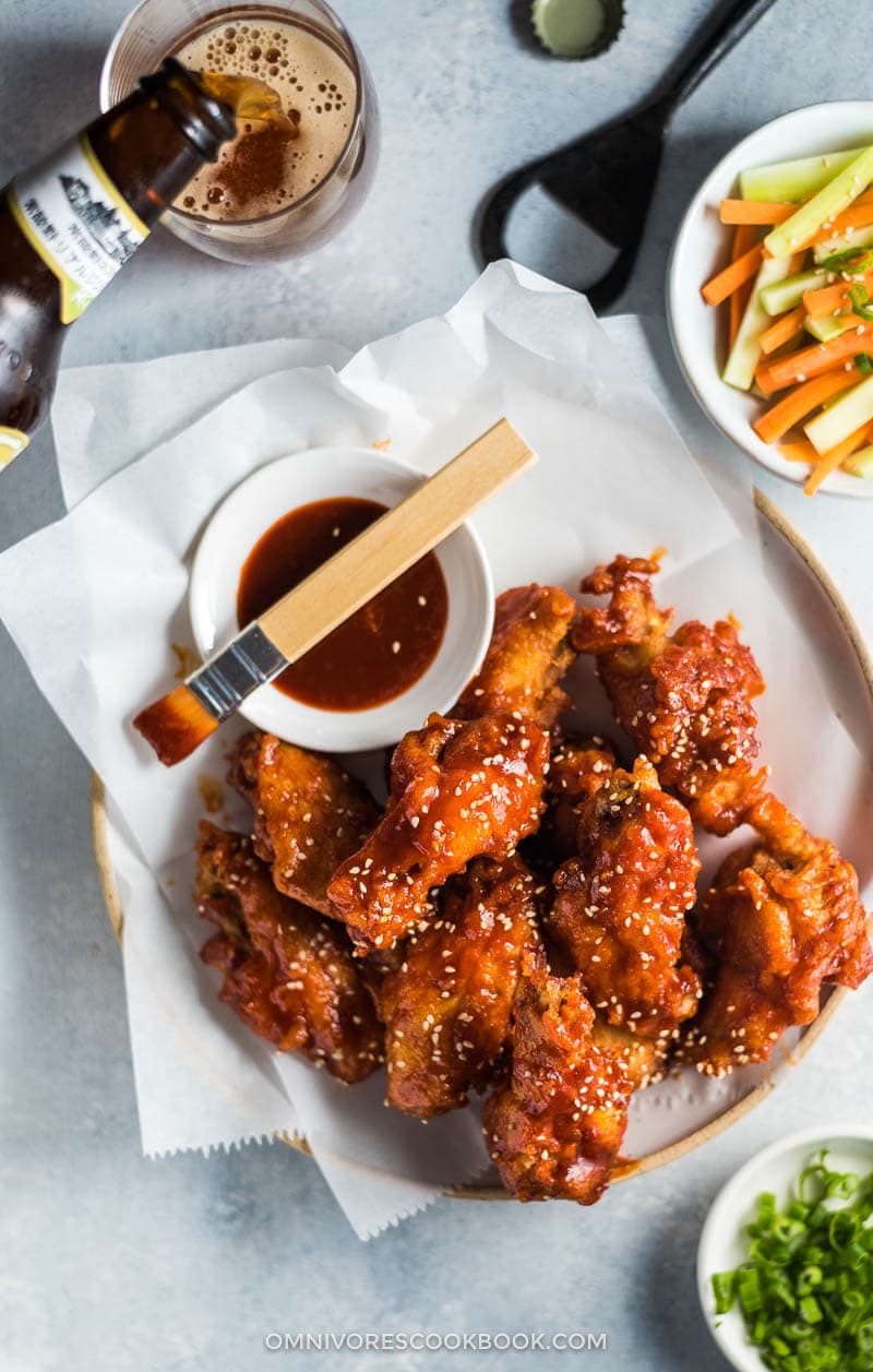 Fried Chicken Wings in Asian Hot Sauce (Crispy Even When Chilled!) | Gluten Free | Game Day | Party | Appetizer