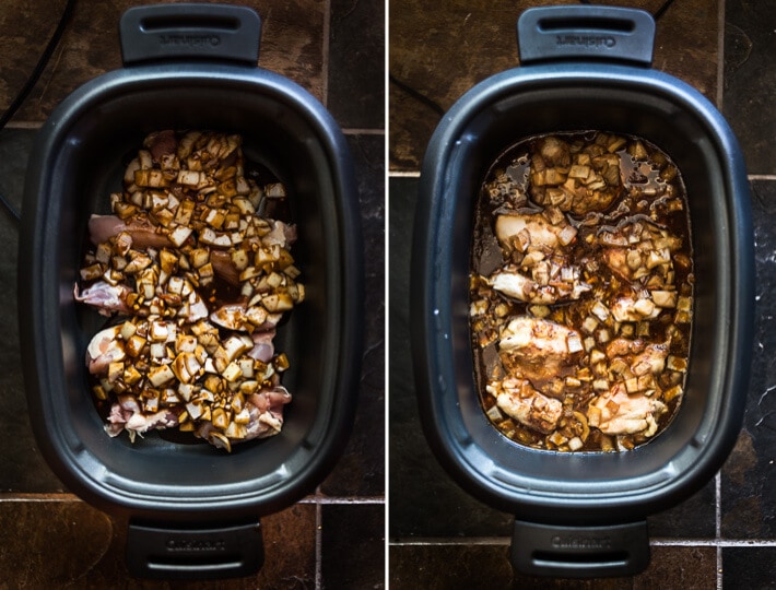 Slow Cooker Honey Garlic Chicken Sliders Cooking Process