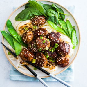 Learn how to make these extra tender Asian turkey meatballs with one secret ingredient! Gluten free adaptable | Paleo friendly | Low Carb | Chinese Food | Party