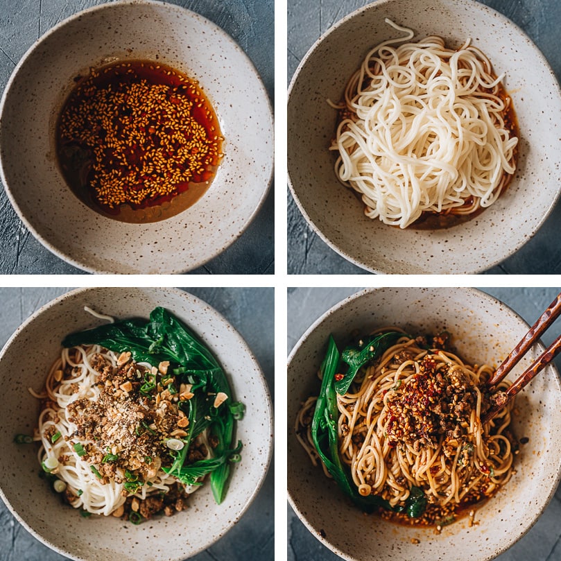 How to assemble dan dan noodles step-by-step