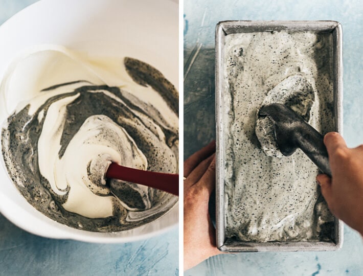 4-Ingredient No-Churn Black Sesame Ice Cream Cooking Process 