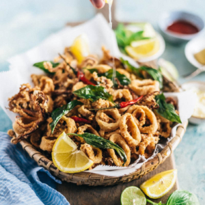 Salt and Pepper Squid | Calamari | Deep Fried | Asian | Chinese | Seafood | Appetizer | Restaurant Style | Basil | Recipe