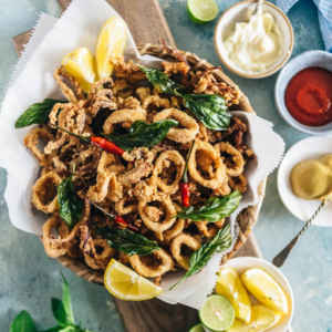 Salt and Pepper Squid | Calamari | Deep Fried | Asian | Chinese | Seafood | Appetizer | Restaurant Style | Basil | Recipe