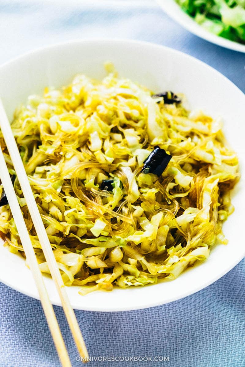 Cabbage Glass Noodles stir Fry | Chinese | Recipe | Vegan | Vegetarian | Gluten Free | Vermicelli | Vegetables | Green | Healthy 