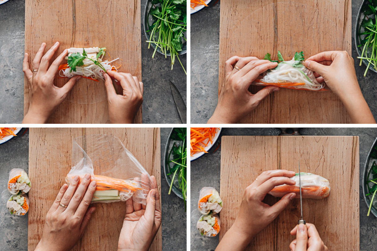 How to fold rice paper roll