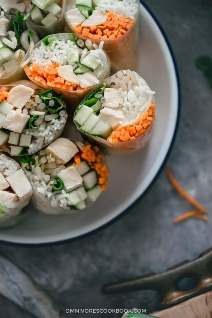 Chicken Spring Rolls With Peanut Sauce Omnivore S Cookbook