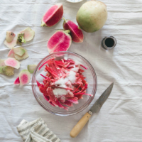 Three-Ingredient Quick Pickled Watermelon Radish | Pickle | Salad | Appetizer | Recipe | Chinese | Asian | Easy | Healthy | Gluten Free | Vegan | Vegetable | Summer |
