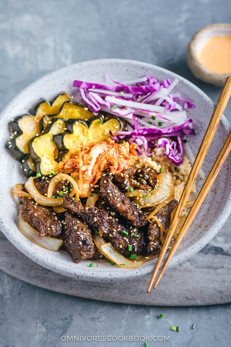 Korean Beef Bulgogi Bowl (Perfect for Meal-Prep) | Steak | Recipe | Fall | Acorn Squash | Coleslaw | Asian