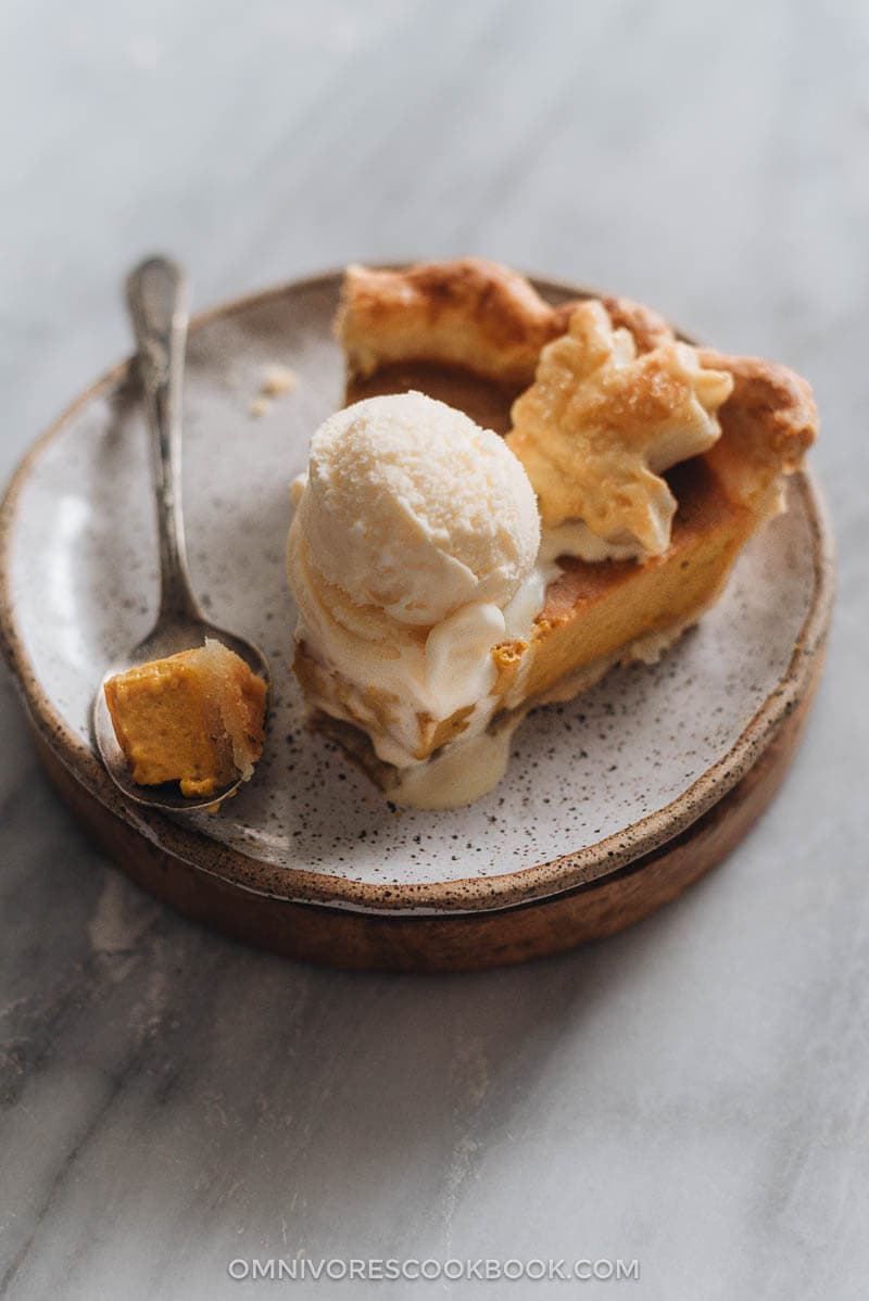 Pumpkin pie made with homemade easy pie dough