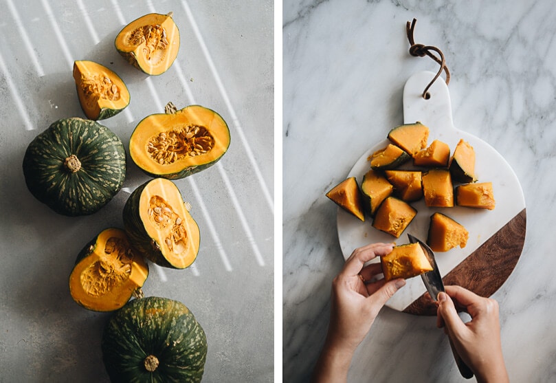 Kabocha squash prepping process