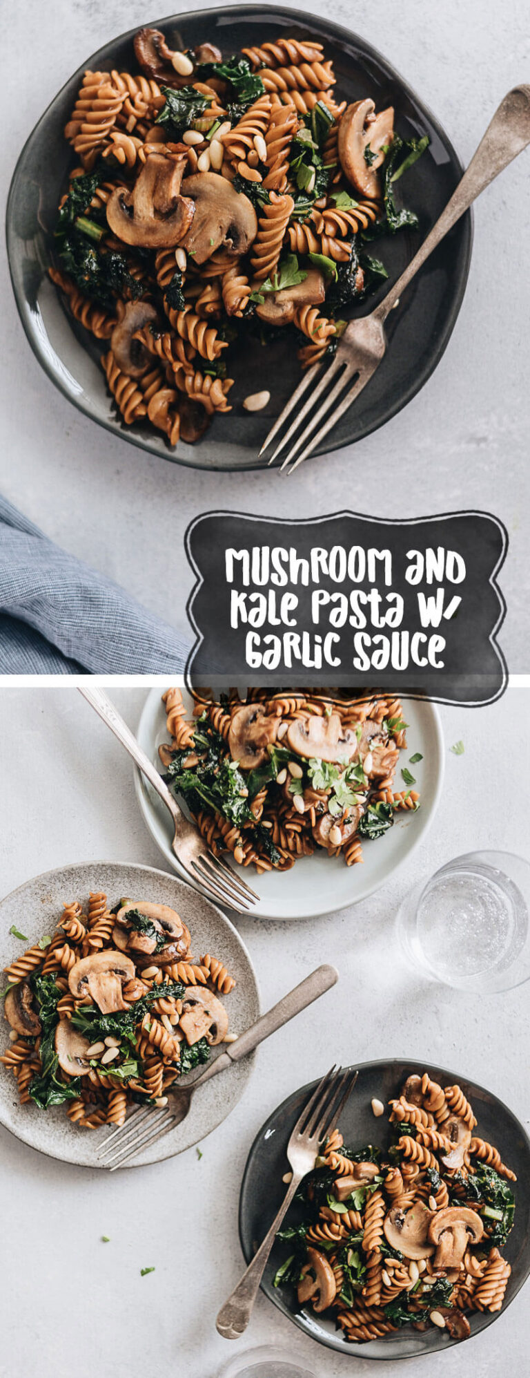 Mushroom Kale Pasta with Garlic Sauce Omnivore's Cookbook