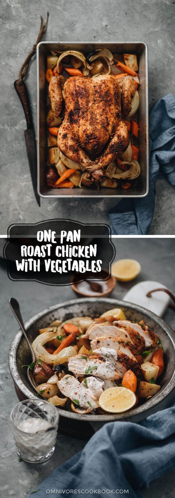 One-Pan Roast Chicken And Vegetables - The chicken is roasted until perfectly charred and juicy inside, while the vegetables are tender and flavorful. It is a great weekend one-pan dinner that takes little effort to prepare. {Gluten Free}