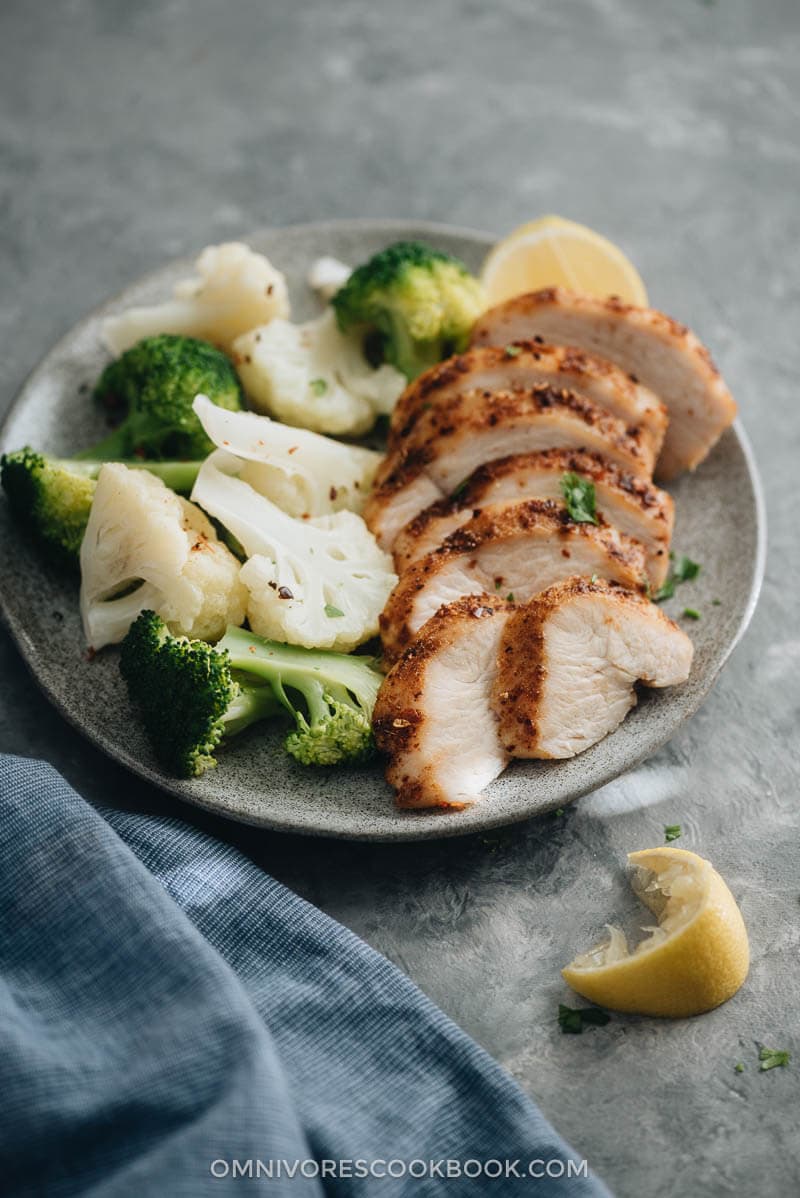Sichuan Dry Rub Roast Chicken Breast - Tender, juicy chicken breast roasted with a rich, spicy dry rub. Only 30 minutes required, including prep and cooking. Perfect for weekday dinner.