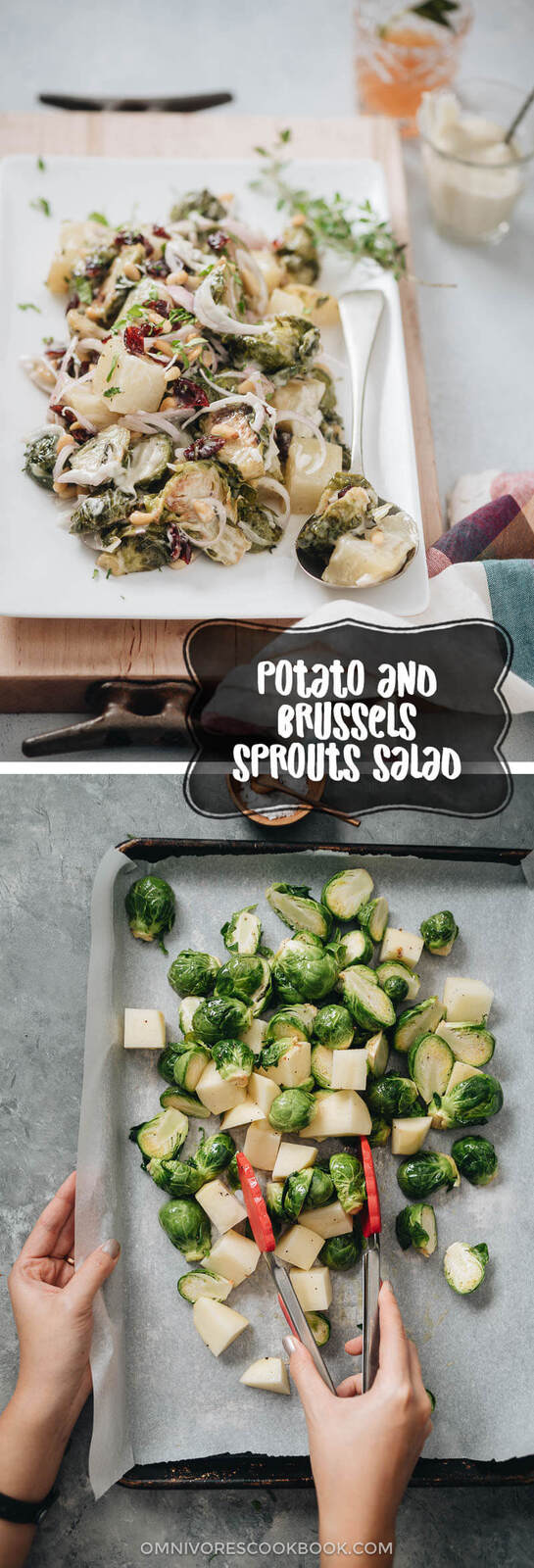 Creamy Potato and Brussels Sprouts Salad - A comforting and healthy side dish for the holiday season, and is satisfying enough to serve as a main dish for a weekday dinner. {Vegan, Gluten-Free}