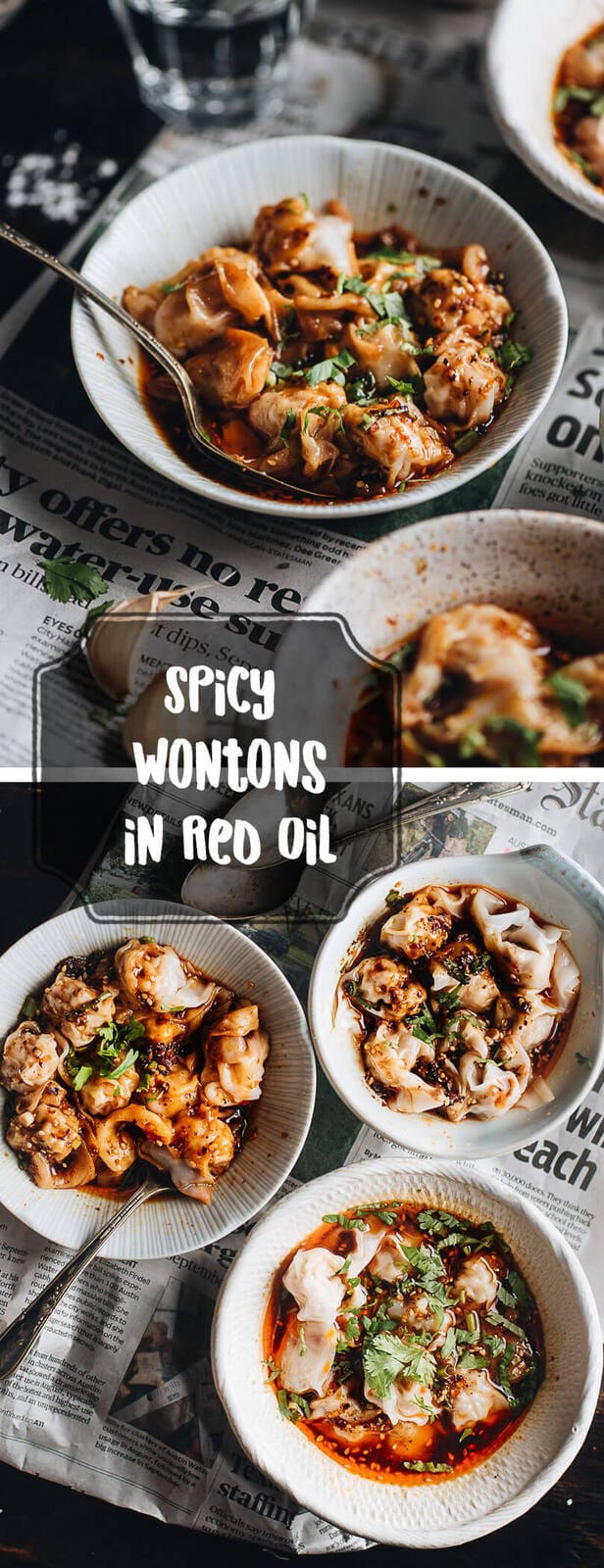 Sichuan Spicy Wontons in Red Oil (红油抄手) - The real-deal recipe that yields the most scrumptious hot sauce with hearty wontons.