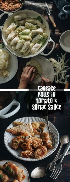 Cabbage Rolls with Tomato and Sumac Sauce (Lahana Sarması) - A lighter and more flavorful version of cabbage rolls with a rich and complex sauce. It is the most comforting dish for wintertime. {Gluten-Free}