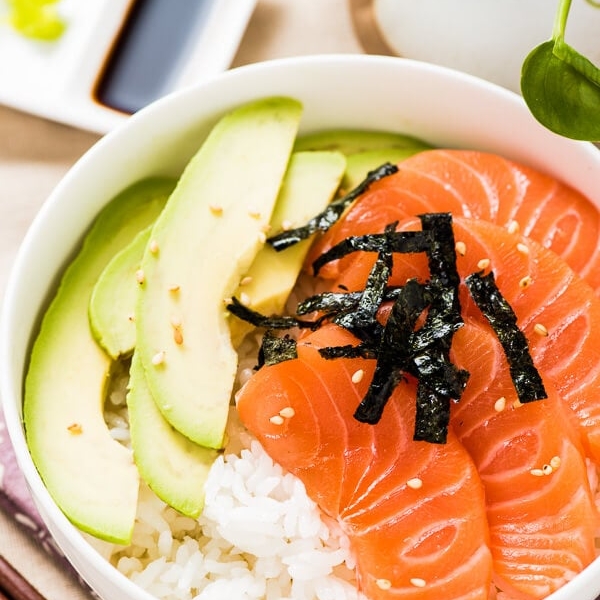 Salmon Sashimi Bowl with Avocado - Omnivore's Cookbook