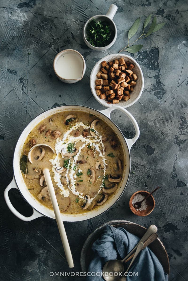 Julia Child's Cream of Mushroom Soup - Making the classic dish with an easier, shortened approach and less cooking time. {Gluten Free}