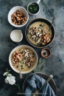 Julia Child's Cream of Mushroom Soup - Making the classic dish with an easier, shortened approach and less cooking time. {Gluten Free}