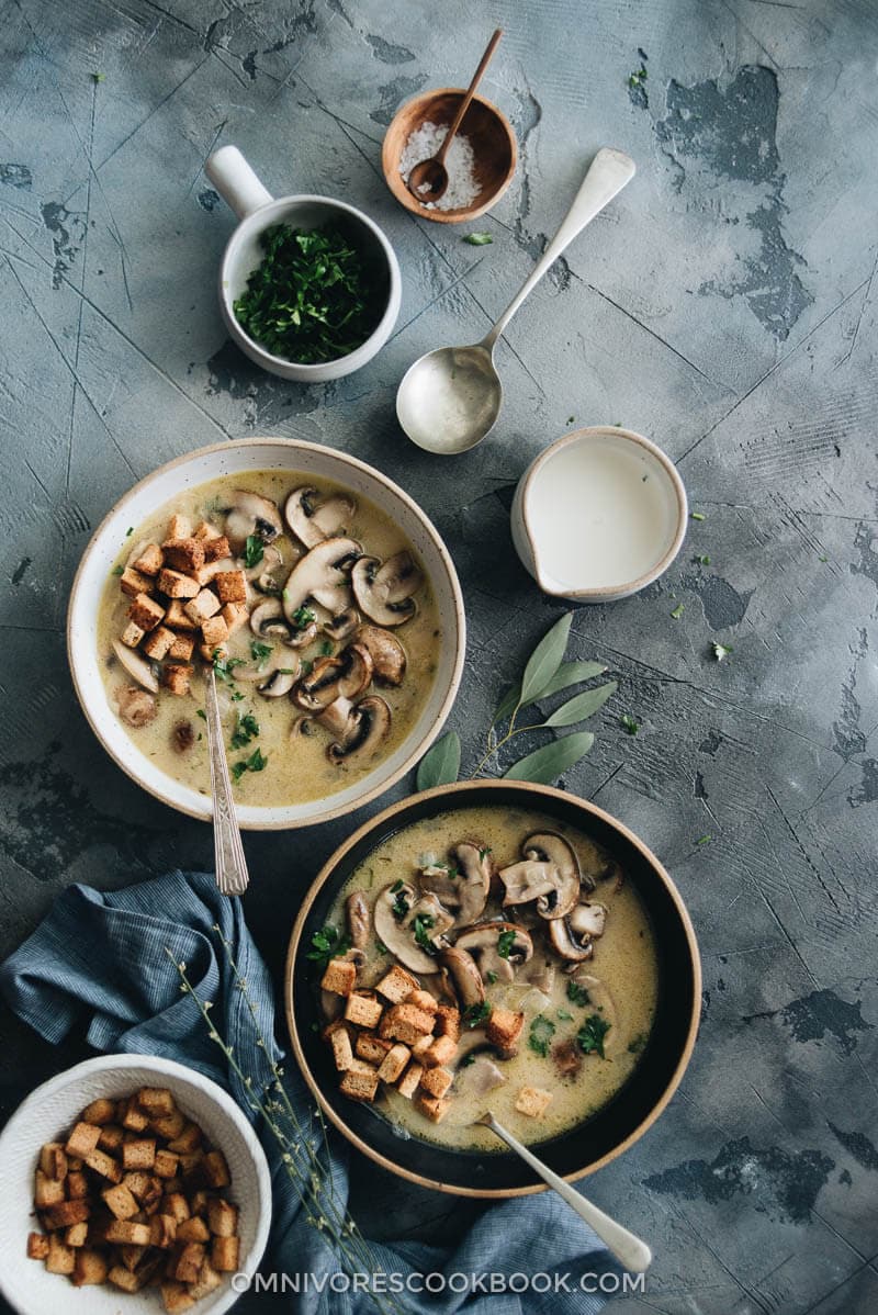 Julia Child's Cream of Mushroom Soup - Making the classic dish with an easier, shortened approach and less cooking time. {Gluten Free}