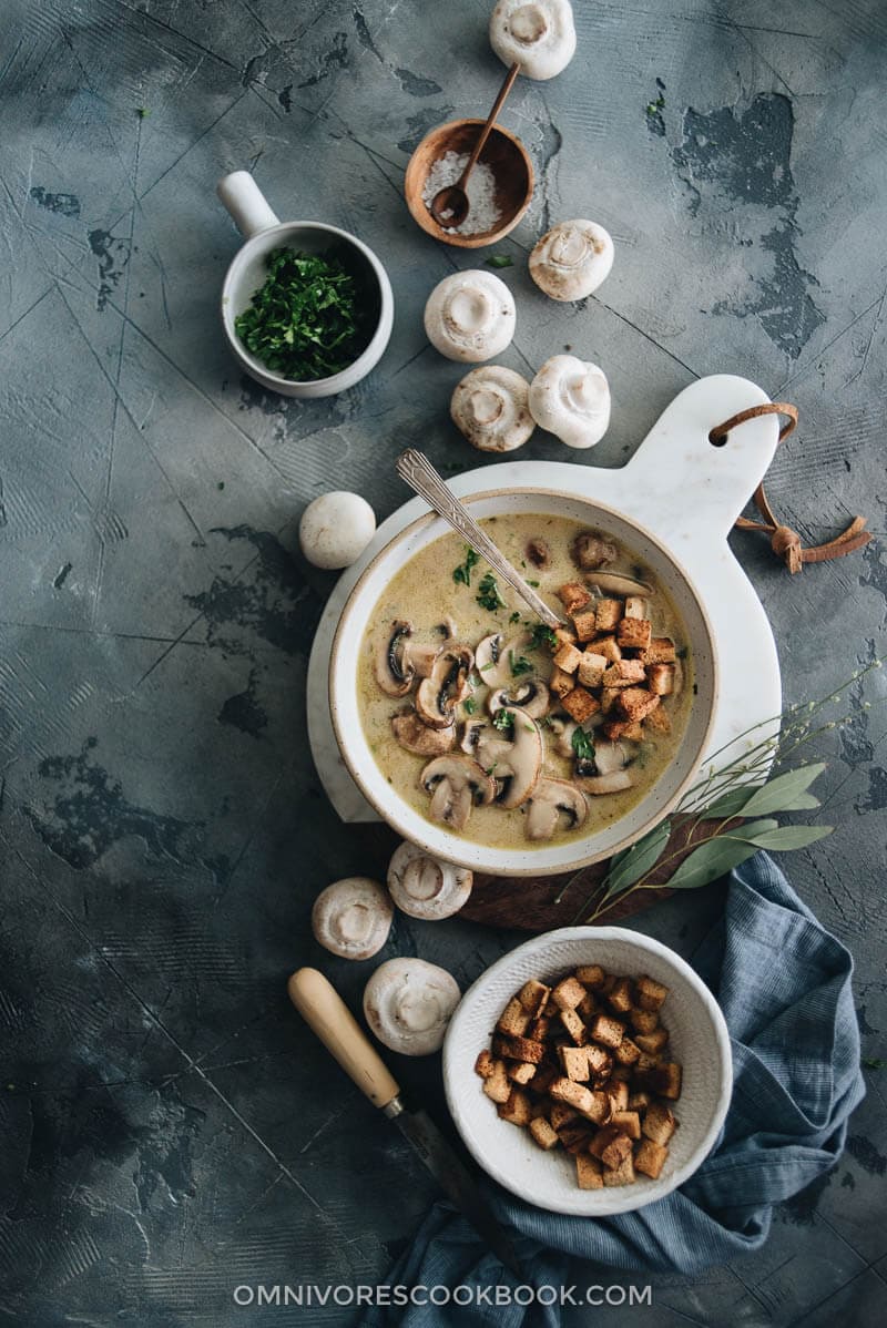 Julia Child's Cream of Mushroom Soup - Making the classic dish with an easier, shortened approach and less cooking time. {Gluten Free}