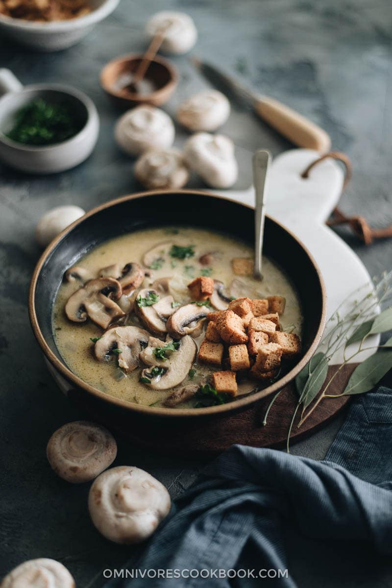 Julia Child's Cream of Mushroom Soup - Making the classic dish with an easier, shortened approach and less cooking time. {Gluten Free}