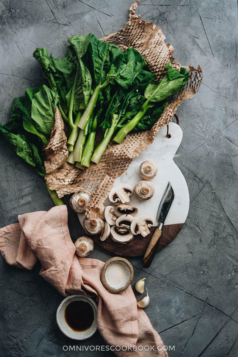 Chinese Broccoli with Mushroom Sauce Cooking Process