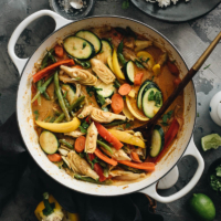 This rich and scrumptious vegetarian Thai curry is super fast and easy to cook. It’s the perfect recipe for using up leftover veggies from your fridge. #vegan #vegetarian #curry #thai #glutenfree #recipes