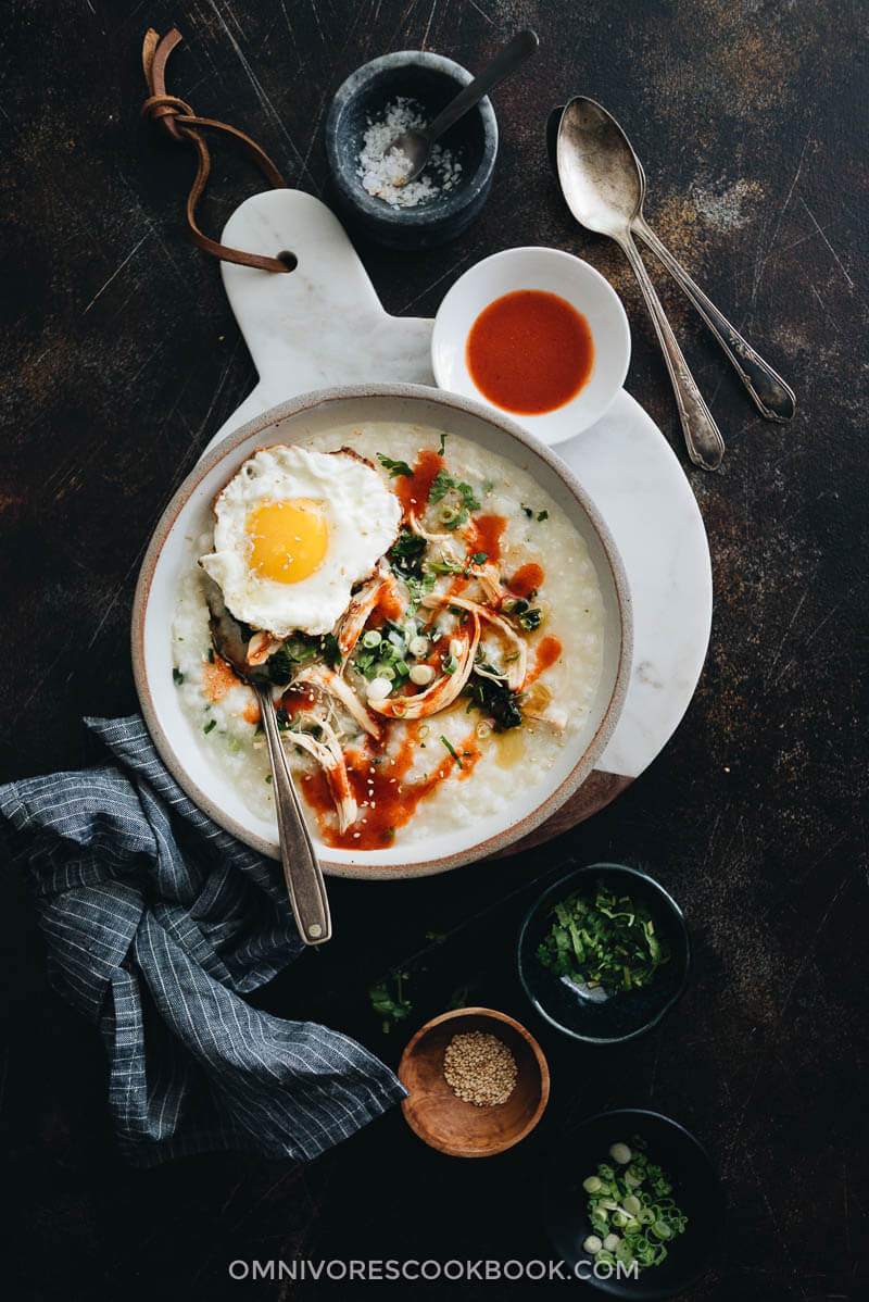 Instant Pot Congee (鸡肉菠菜粥) - Omnivore's Cookbook