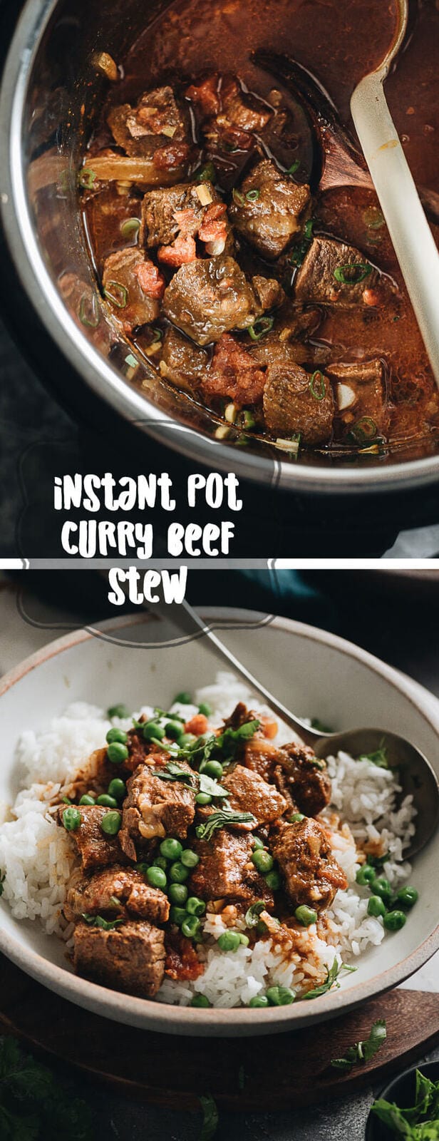 The easiest and quickest pressure cooker curry beef stew recipe that yields the best results. Simply dump everything into the pot and you’ll have melt-in-your-mouth beef smothered in a rich, thick tomato curry sauce. So irresistible! #GlutenFree #beef #instantpot #recipes