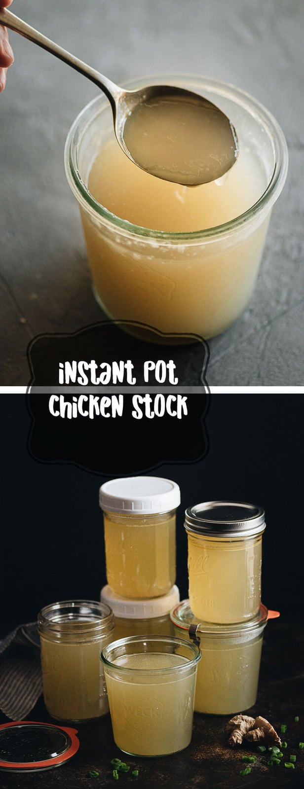 This simple and flavorful pressure cooker chicken stock can be made in a pressure cooker in just an hour. #recipes #chicken #glutenfree