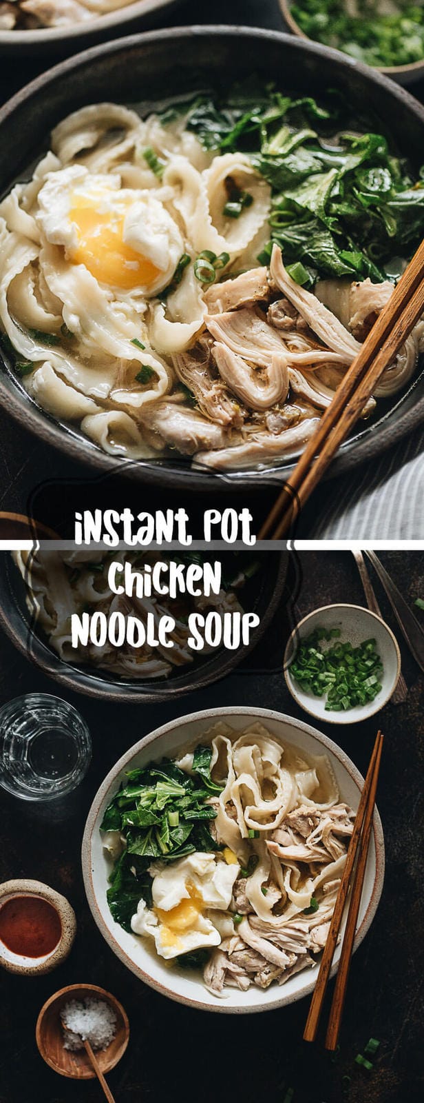 Asian Instant Pot Chicken Noodle Soup (A Pressure Cooker Recipe) - The heartiest and easiest one-pot dinner - you can simply dump in the ingredients and forget about it, and it’ll be ready in 30 minutes. #glutenfree #chicken #soup #instantpot #recipes