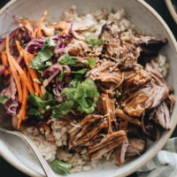 Asian-Style Instant Pot Pulled Pork - Tender, juicy pork with a melt-in-your-mouth texture made in a rich Asian sauce. It’s just about everything you need for a weekday dinner because it takes no time to put together. #easy #glutenfree #recipe #shoulder