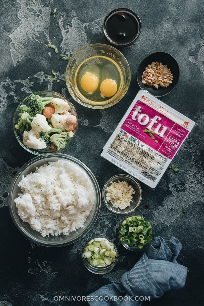 Ingredients for tofu fried rice