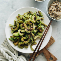 Stir Fried Bitter Melon with Fermented Black Beans - This quick, tasty, and healthy side dish will surprise you with its beautiful simplicity and rich flavor. #glutenfree #chinese #healthy