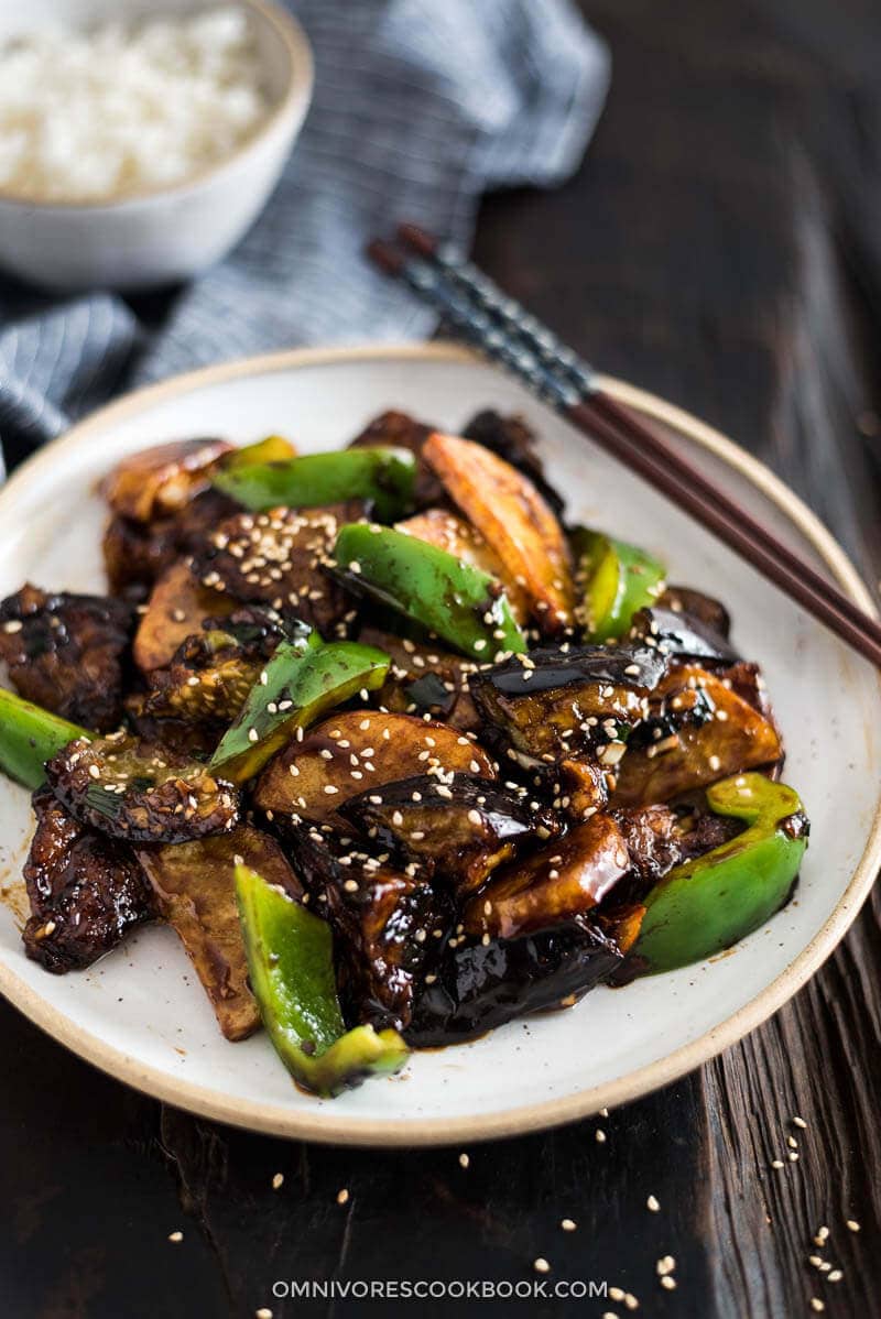 Top 15 Vegetarian Chinese Recipes - Di San Xian (Fried Potato, Eggplant and Pepper in Garlic Sauce)
