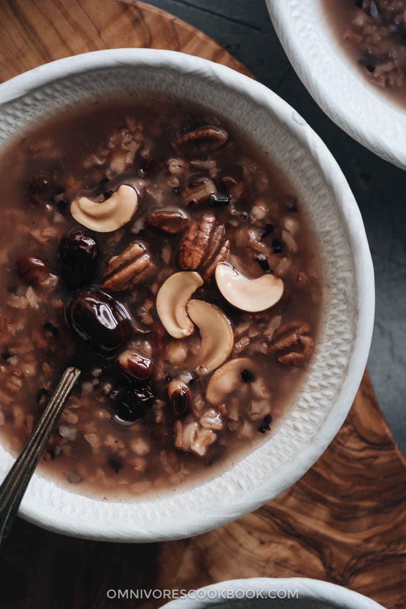 Traditional Chinese eight treasure congee close up