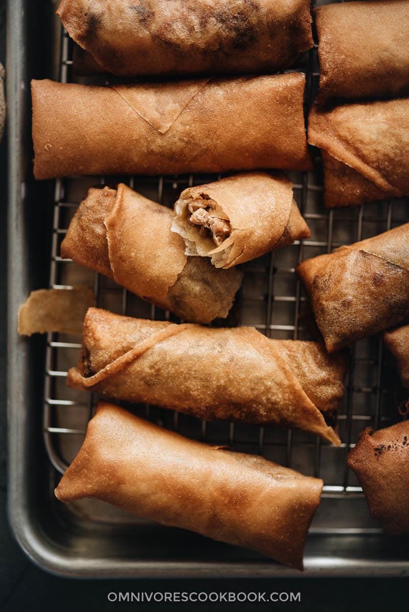 Homemade Chinese egg rolls Close up