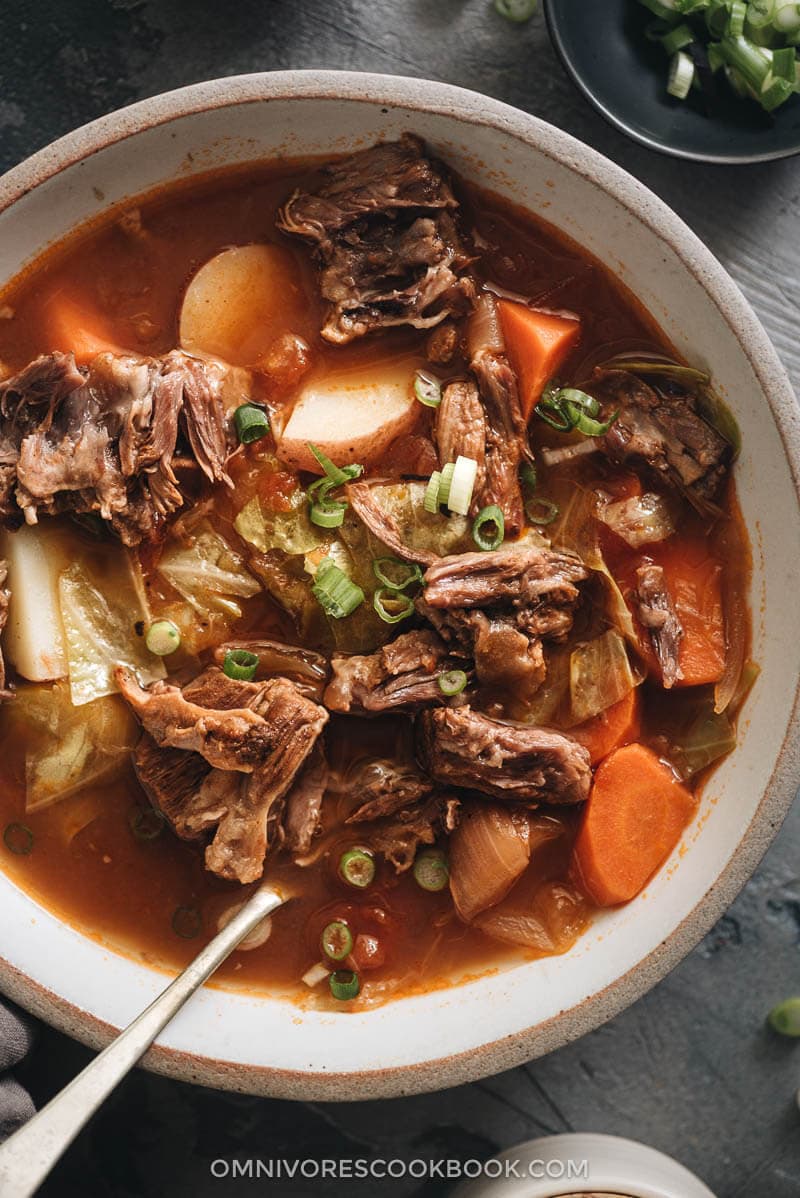 Instant Pot oxtail soup close up