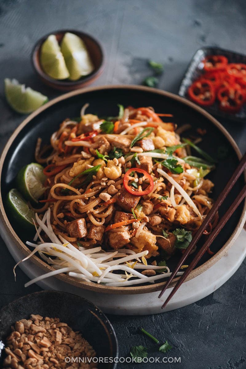 Vegan Pad Thai in a plate