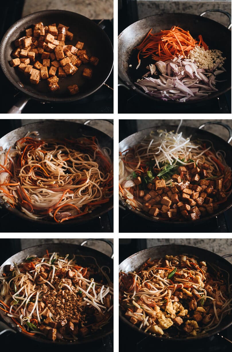 Vegan Pad Thai cooking step-by-step