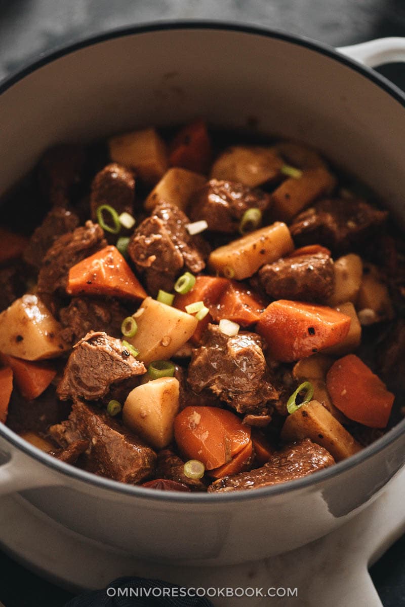 Chinese beef stew close up