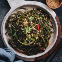 Chinese Seaweed Salad - Tender meaty seaweed salad served in a savory, sour, and garlicky sauce. It’s very easy to make and is a perfect cold appetizer to add nutrition to your meal in the summer. {Vegan}